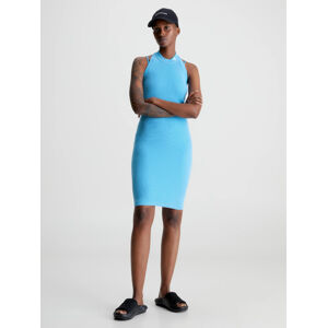 Calvin Klein dámské modré šaty HALTERNECK KNITTED DRESS - L (CY0)